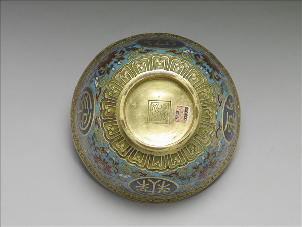 掐絲琺瑯萬壽無疆碗