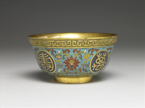 掐絲琺瑯萬壽無疆碗