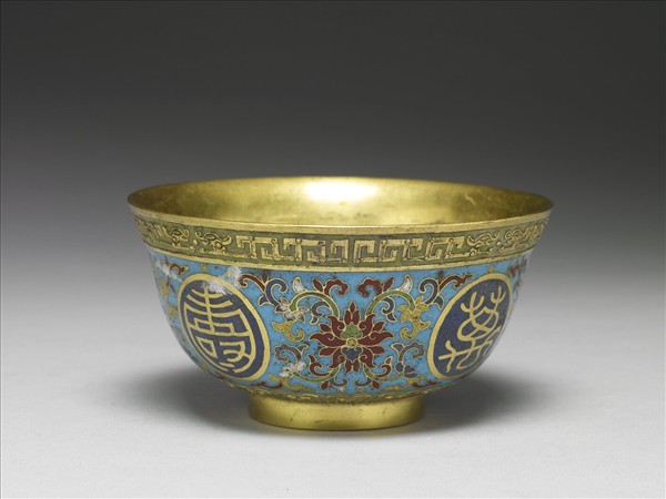 掐絲琺瑯萬壽無疆碗