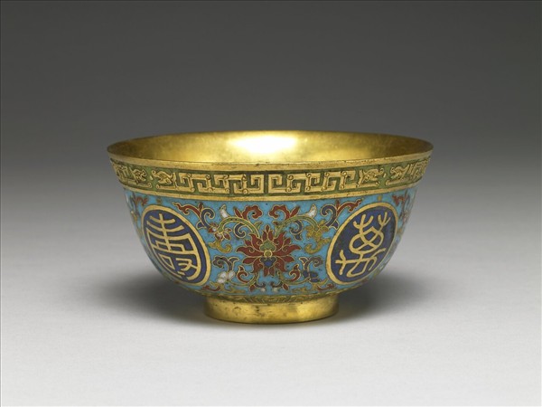 掐絲琺瑯萬壽無疆碗