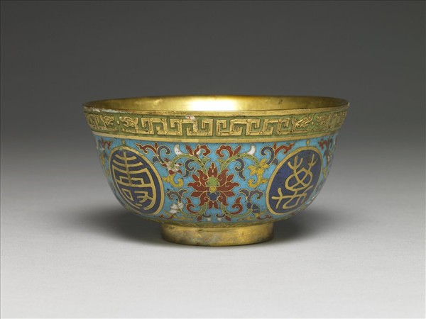 掐絲琺瑯萬壽無疆碗