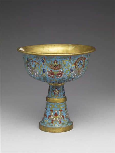 掐絲琺瑯番蓮紋八吉祥高足碗