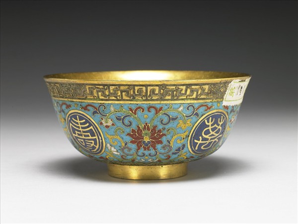 掐絲琺瑯萬壽無疆碗