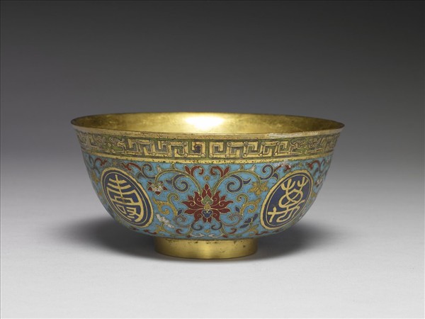 掐絲琺瑯萬壽無疆碗