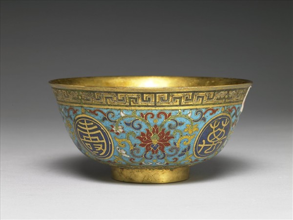 掐絲琺瑯萬壽無疆碗