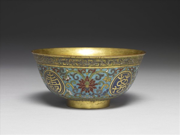 掐絲琺瑯萬壽無疆碗