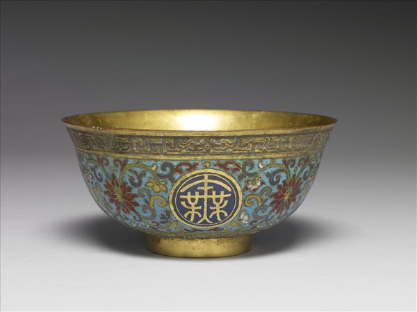 掐絲琺瑯萬壽無疆碗