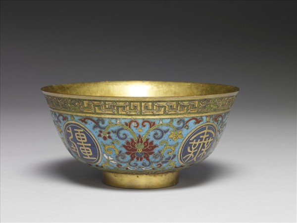 掐絲琺瑯萬壽無疆碗