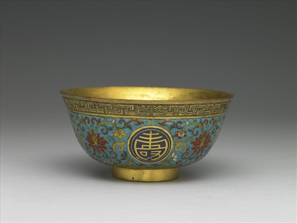 掐絲琺瑯萬壽無疆碗