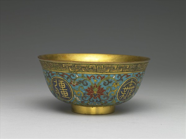 掐絲琺瑯萬壽無疆碗