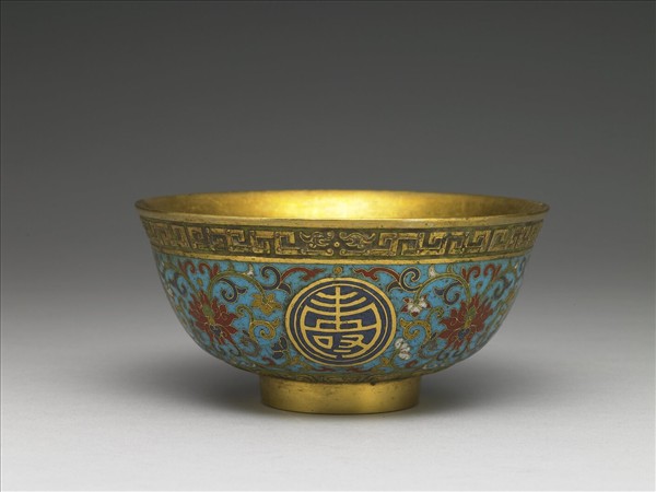鍍金裡銅琺瑯大碗