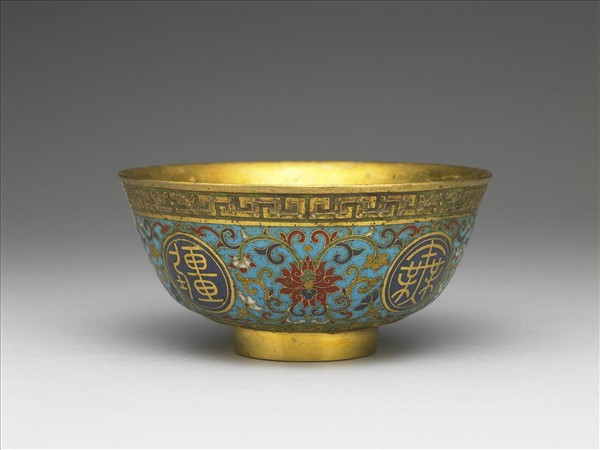 鍍金裡銅琺瑯大碗