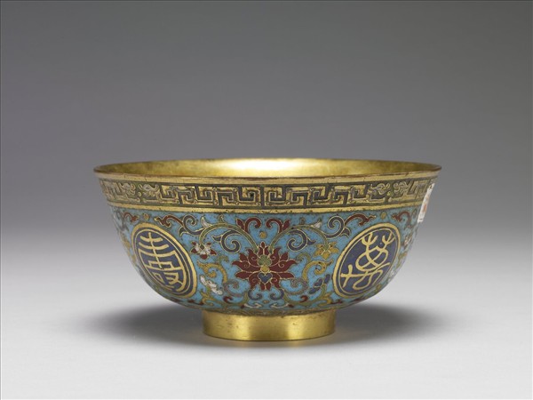 掐絲琺瑯萬壽無疆碗