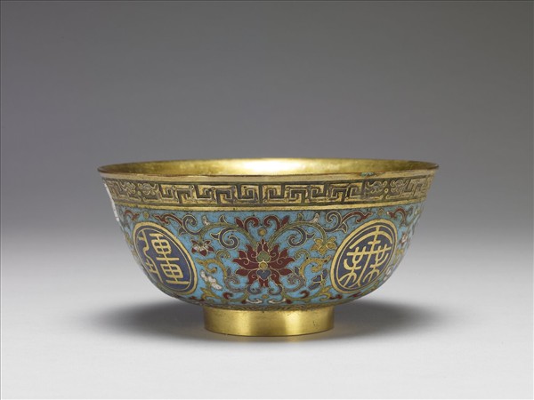 掐絲琺瑯萬壽無疆碗