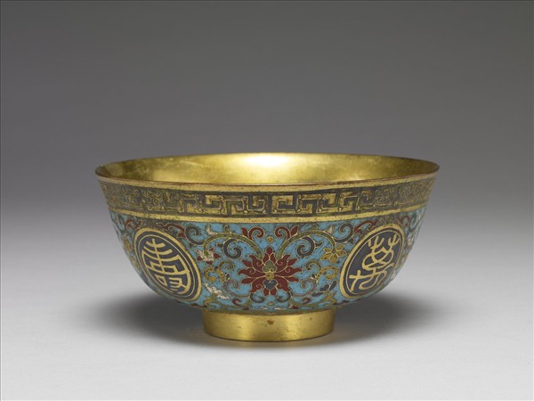 掐絲琺瑯萬壽無疆碗