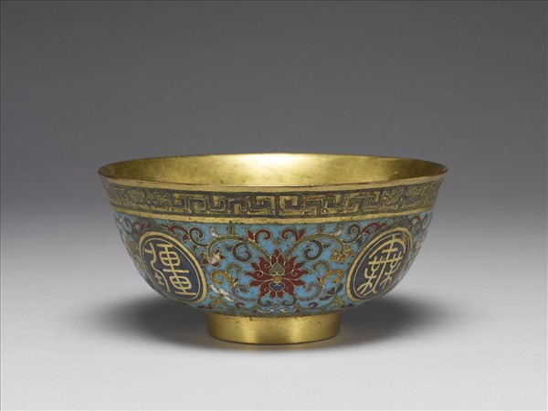 掐絲琺瑯萬壽無疆碗