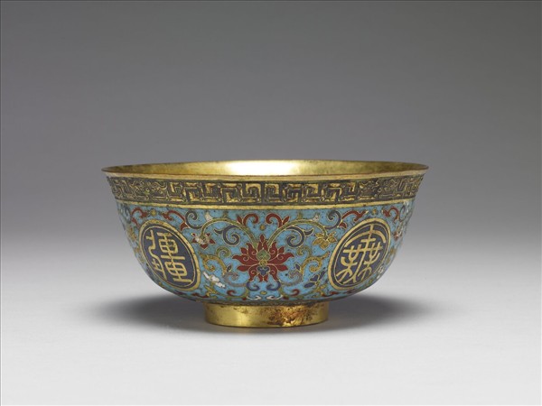 鍍金裡銅琺瑯大碗