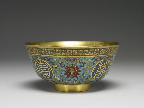 掐絲琺瑯萬壽無疆碗