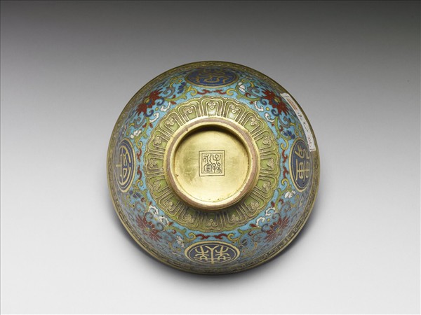 掐絲琺瑯萬壽無疆碗