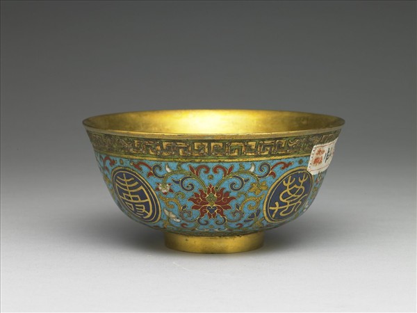 掐絲琺瑯萬壽無疆碗