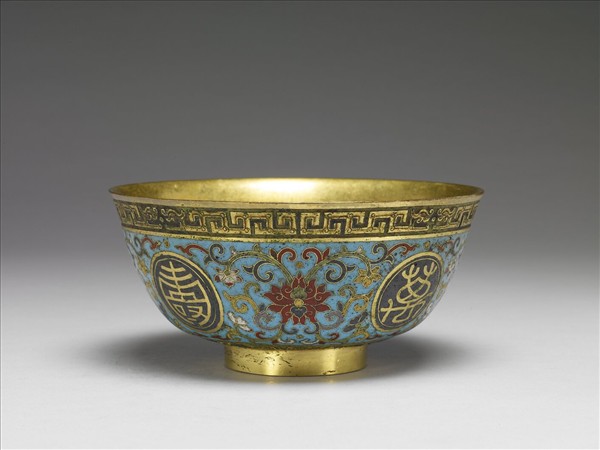 掐絲琺瑯萬壽無疆碗