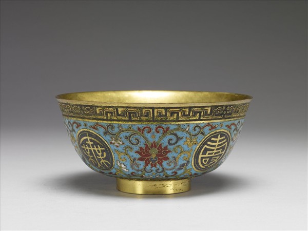 掐絲琺瑯萬壽無疆碗