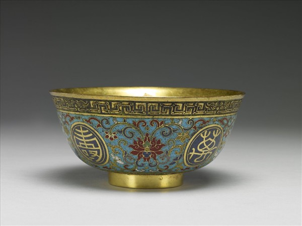 掐絲琺瑯萬壽無疆碗