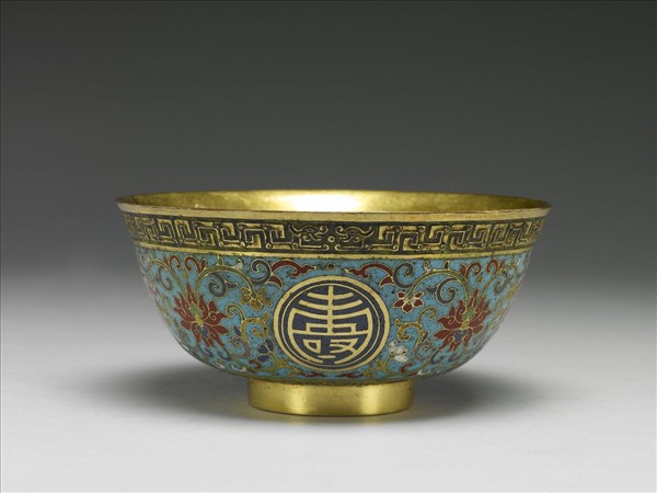 掐絲琺瑯萬壽無疆碗