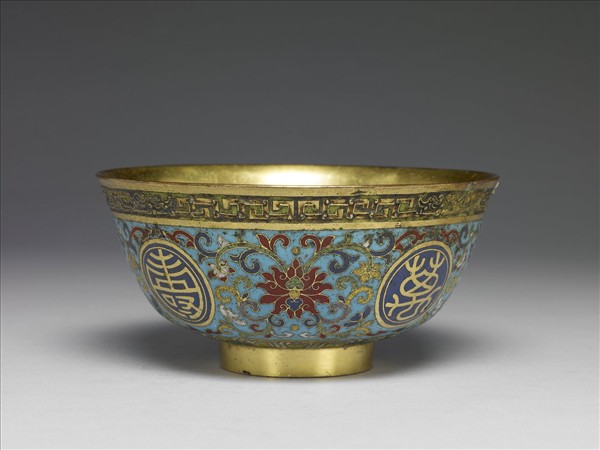 掐絲琺瑯萬壽無疆碗