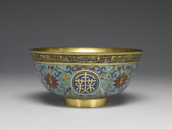 掐絲琺瑯萬壽無疆碗