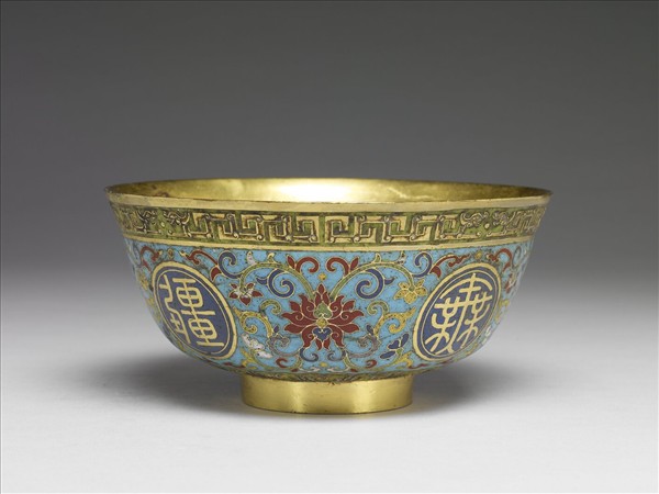 掐絲琺瑯萬壽無疆碗