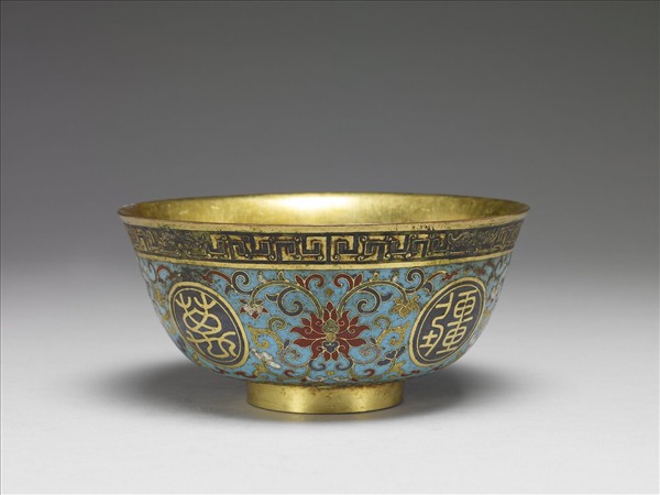 掐絲琺瑯萬壽無疆碗