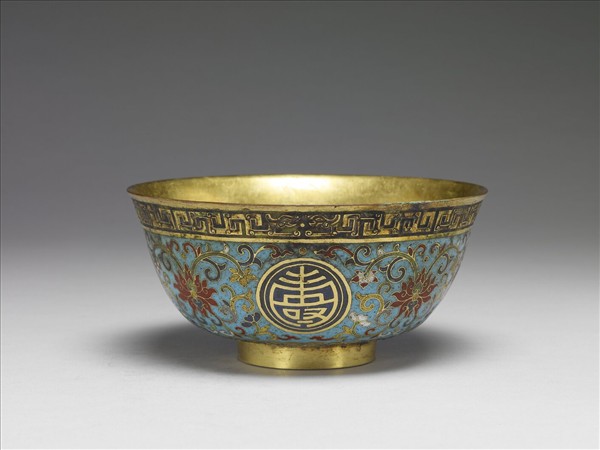 掐絲琺瑯萬壽無疆碗