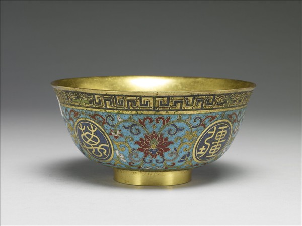 掐絲琺瑯萬壽無疆碗