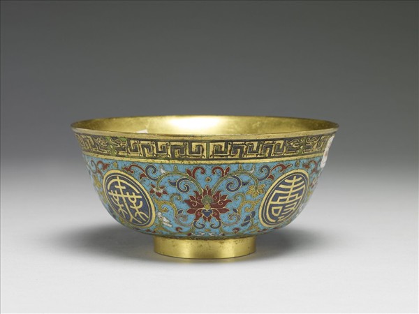 掐絲琺瑯萬壽無疆碗