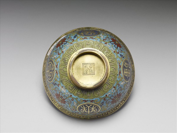 掐絲琺瑯萬壽無疆碗