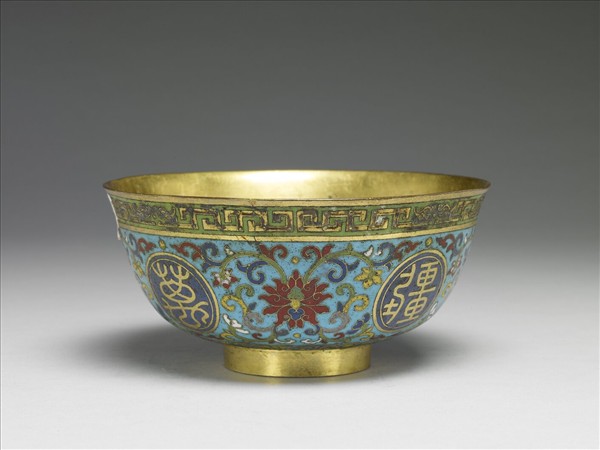 掐絲琺瑯萬壽無疆碗