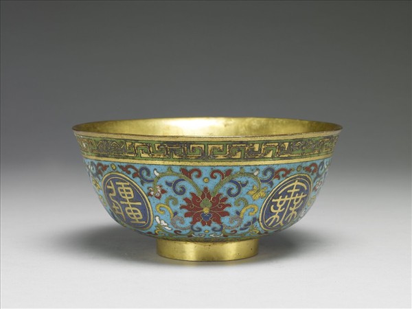 掐絲琺瑯萬壽無疆碗