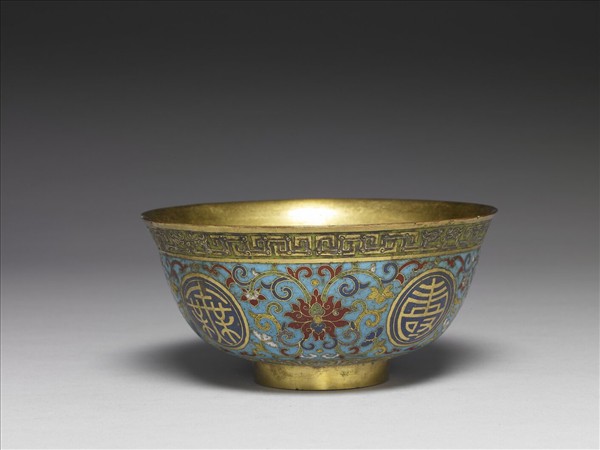 掐絲琺瑯萬壽無疆碗