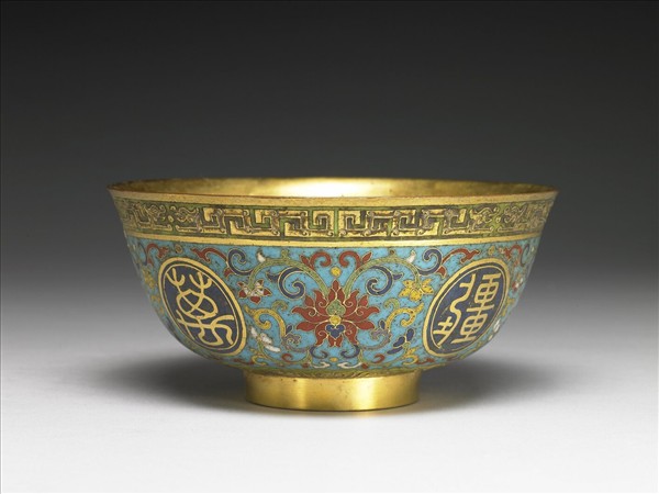 掐絲琺瑯萬壽無疆碗