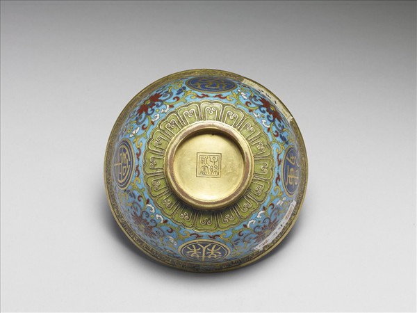 掐絲琺瑯萬壽無疆碗