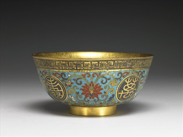 掐絲琺瑯萬壽無疆碗