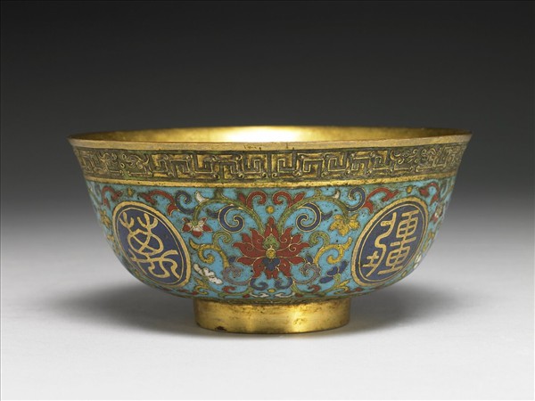 掐絲琺瑯萬壽無疆碗