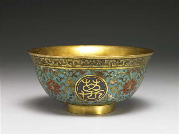 掐絲琺瑯萬壽無疆碗