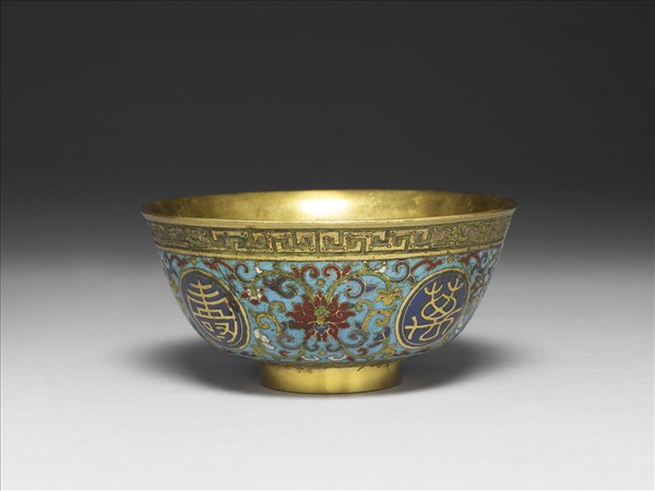 掐絲琺瑯萬壽無疆碗