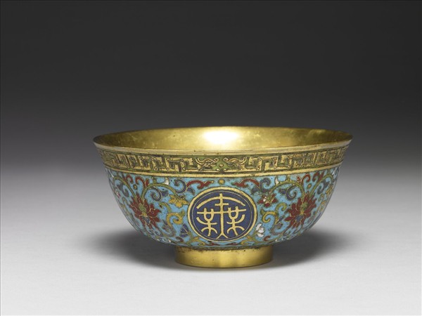 掐絲琺瑯萬壽無疆碗