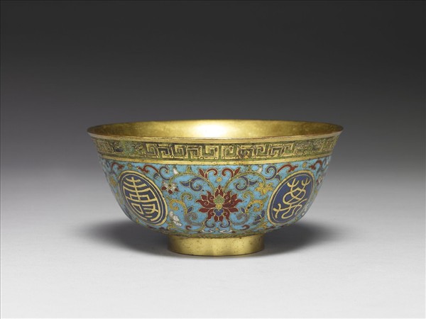 掐絲琺瑯萬壽無疆碗