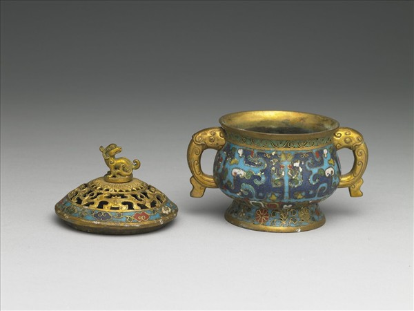 掐絲琺瑯夔龍紋簋式爐