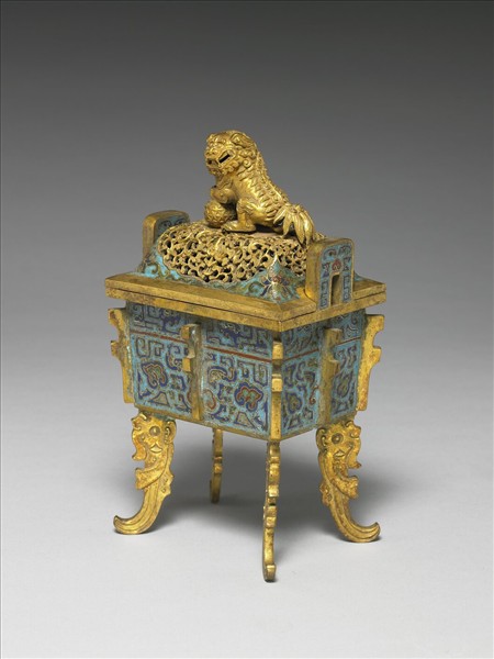 掐絲琺瑯獸面紋方鼎式爐