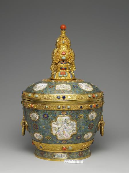 掐絲兼畫琺瑯酥油茶罐